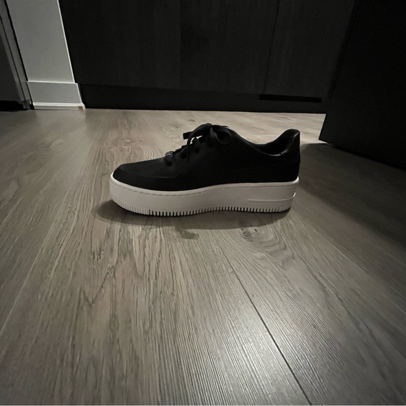 Nike AF1. Never worn. Perfect condition! Black leather w/ white platform sole. - Picture 6 of 7